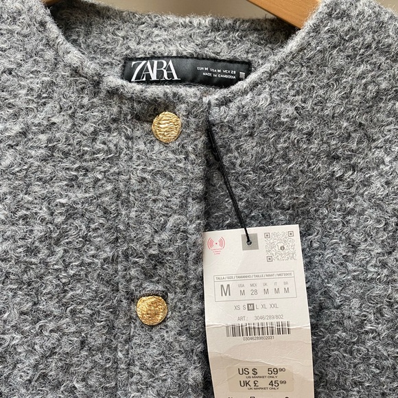 Zara Women's Gray Lady Jacket with Gold Buttons - Picture 2 of 6